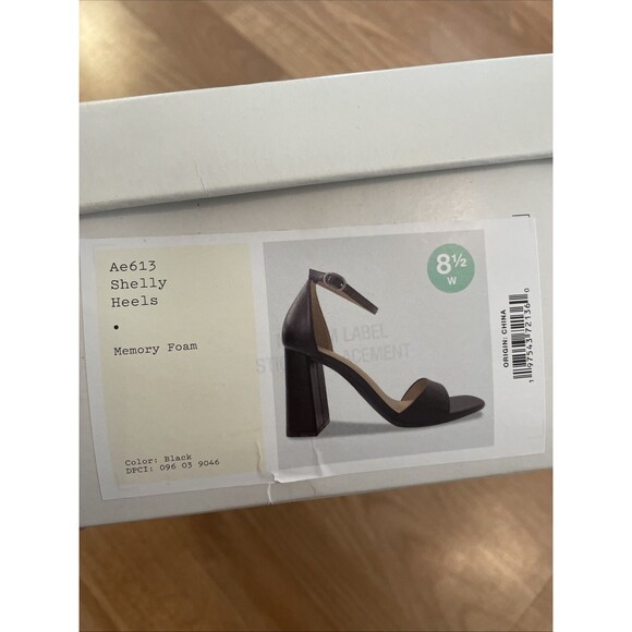 A New Day Shelly Heels Black 8.5 Wide Women's Ankle Strap Block Memory Foam NEW - Picture 4 of 16